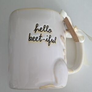 RaeDunn "Hello Beet-iful" off white mug The Office themed. NWT